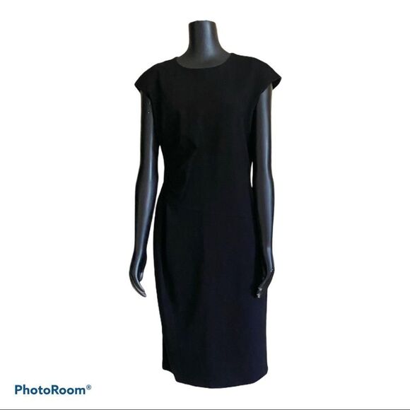 LAFAYETTE 148 black viscose  classic midi dress 10 - Picture 1 of 8
